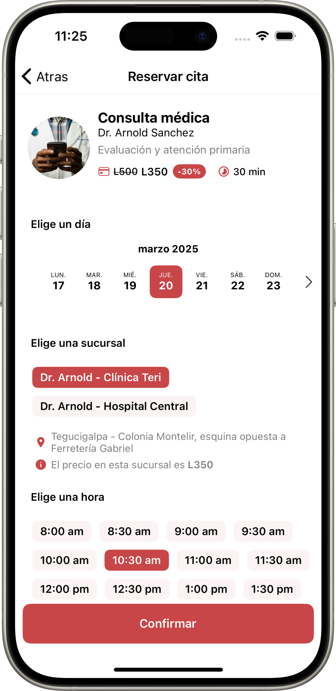 ReserveNGo App - Pantalla de reserva de citas